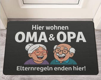 Funny Grandma & Grandpa Doormat – Black Doormat with Saying, Grandparents Gift, Modern