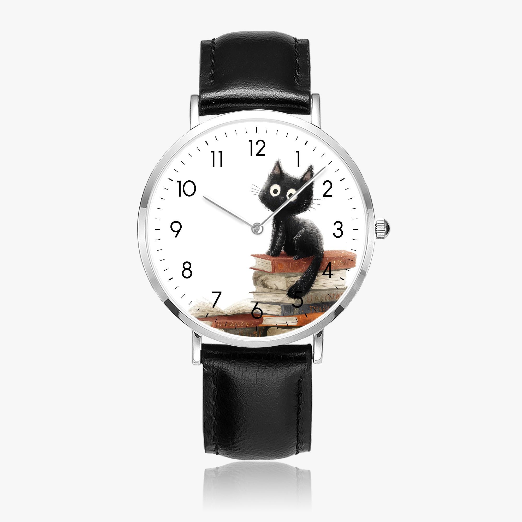 黒猫腕時計 レディース 猫ウォッチ 本モチーフ ヴィンテージ 