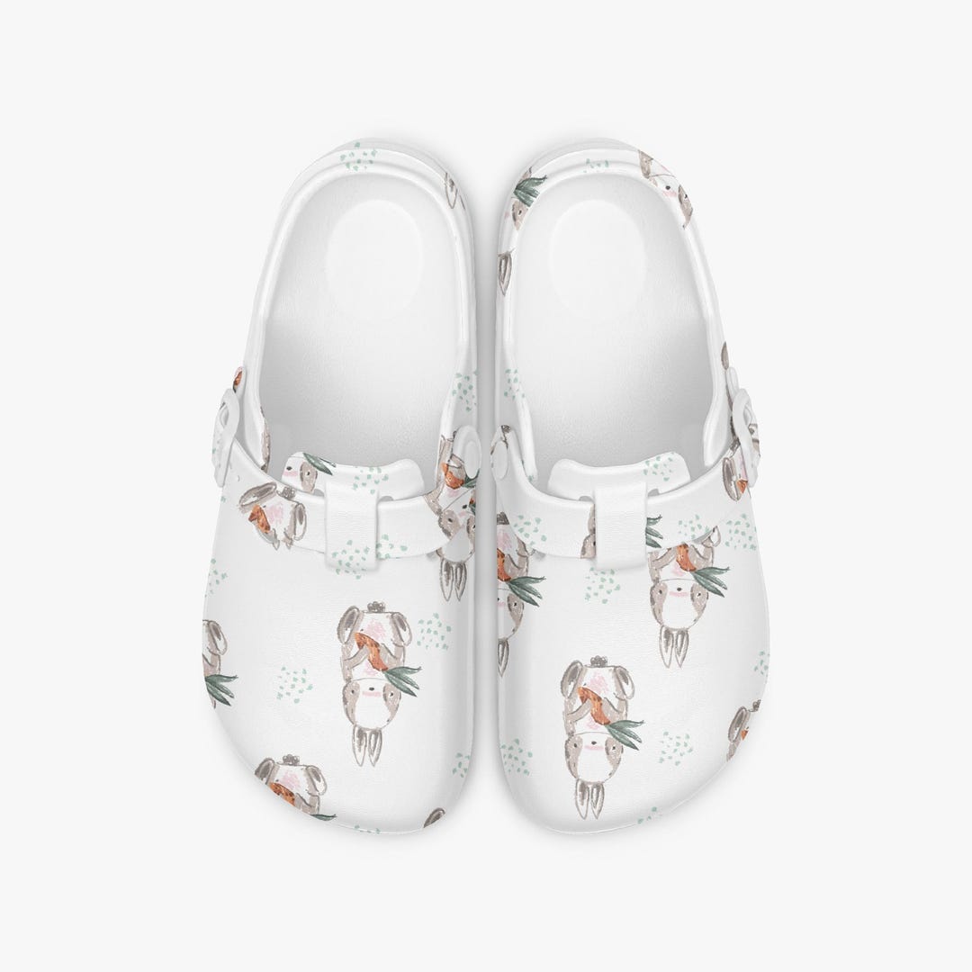 Pattern Clogs Rabbit Pattern Clogs for Children and Adults – Comfortable Work Clogs ...