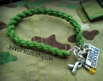 MILITARY SISTER Boot band Bracelet Army Marines National Guard USAF Navy usmc