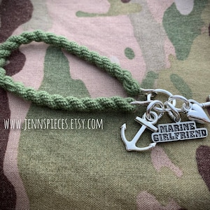 Military Girlfriend Boot Band Bracelet Marines Army Navy USAF National Guard