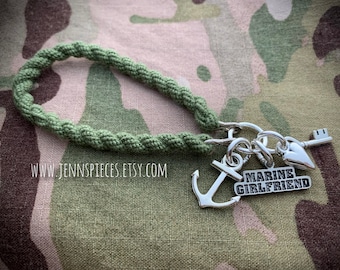 Military Girlfriend Boot Band Bracelet Marines Army Navy USAF National Guard