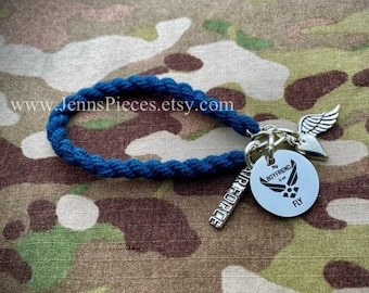Air Force My Boyfriend is so Fly Military Girlfriend Boot Band Bracelet USAF Air National Guard