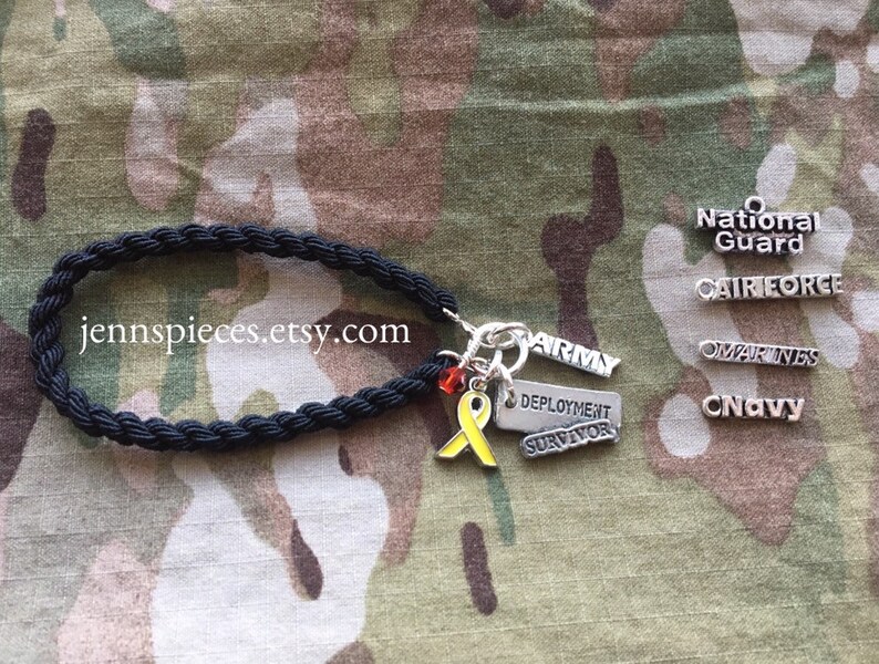 Deployment Survivor Boot Band Blouser Bracelet with charms Army Marines Air Force Navy National Guard Red Friday deployed usmc girlfriend image 2