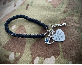 Proud Military Wife Boot Band Bracelet Marines Army Navy Air Force Coast National Guard spouse usmc