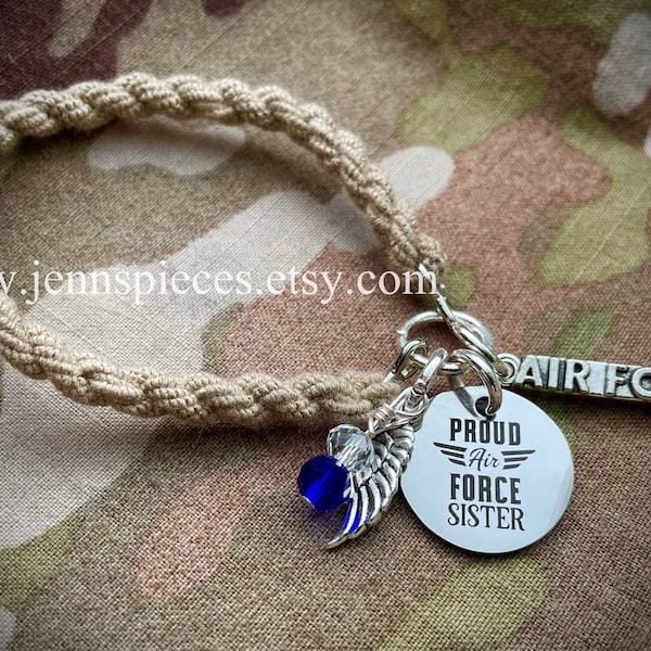 Proud Air Force Sister boot band bracelet USAF Airman airmen brother sibling military