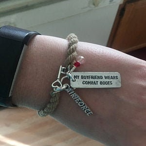 My Boyfriend Wears Combat Boots Boot Band Bracelet for the military girlfriend Army Marines Navy usmc EGA image 10