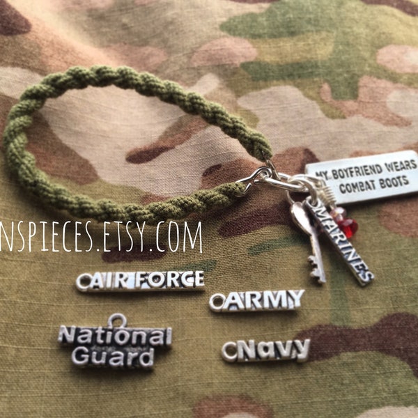 My Boyfriend Wears Combat Boots Boot Band Bracelet for the military girlfriend Army Marines Navy usmc EGA