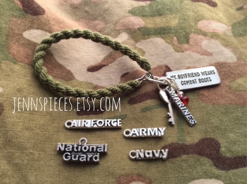 My Boyfriend Wears Combat Boots Boot Band Bracelet for the military girlfriend Army Marines Navy usmc EGA image 1