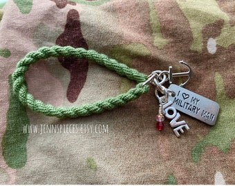 I Love My Military Man Boot Band bracelet Army Marines Air Force Navy National Guard Military