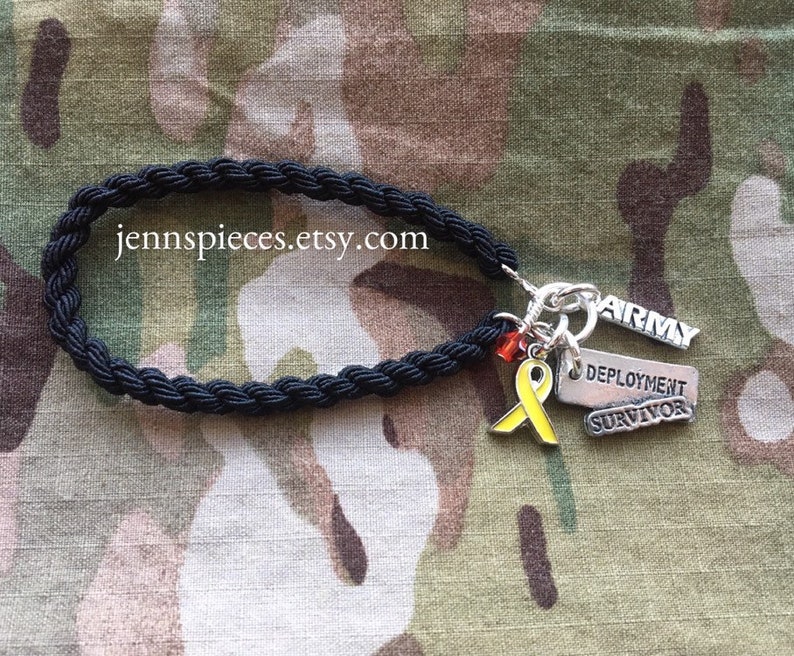 Deployment Survivor Boot Band Blouser Bracelet with charms Army Marines Air Force Navy National Guard Red Friday deployed usmc girlfriend image 1