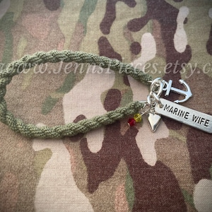 Military Wife Boot Band Bracelet Marines Army Navy USAF USMC USN