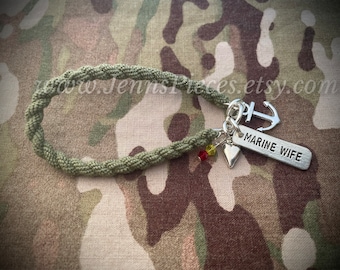 Military Wife Boot Band Bracelet Marines Army Navy USAF USMC USN