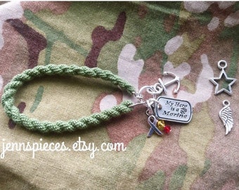 My Hero Is a Soldier, Sailor or Airman Boot Band Bracelet Army Navy Air Force National Guard Marines Red Friday military