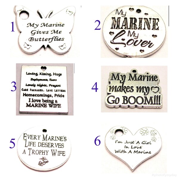 MARINES CHARM Add to your Boot Band Bracelet USMC ega eagle globe anchor mom wife girlfriend boot camp