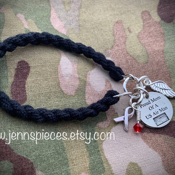 Proud Mom or Grandparent of a US Air Man Boot Band Bracelet Air Force Usaf mother grandmother son daughter