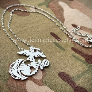 MARINE Necklace EGA USMC Eagle Globe Anchor usmc Girlfriend Wife Mom Dad Aunt Military