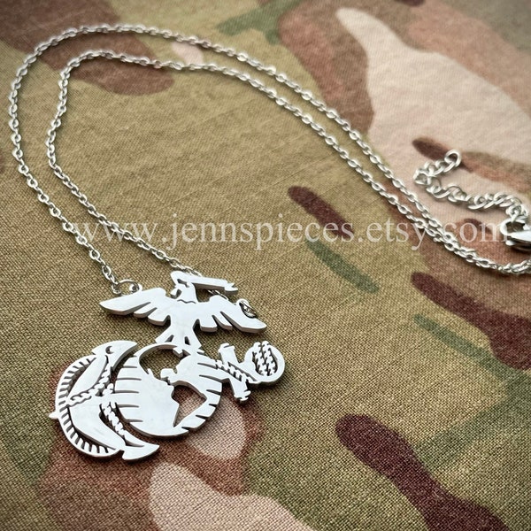 MARINE Necklace EGA USMC Eagle Globe Anchor usmc Girlfriend Wife Mom Dad Aunt Military