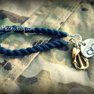 Love will keep us together even when the NAVY keeps us apart  Boot band bracelet usn submarine sailor seabee