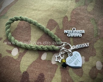 Soldiers Wife boot band bracelet Army National Guard military spouse gift