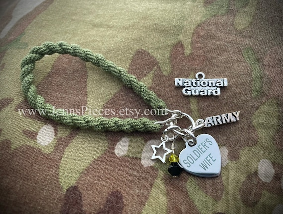 Soldiers Wife boot band bracelet Army National Guard military spouse gift