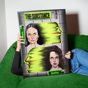 The Substance Illustrated Movie Poster Original Art Featuring Demi Moore & Margaret Qualley, Hand Drawn The Substance Illustration Print