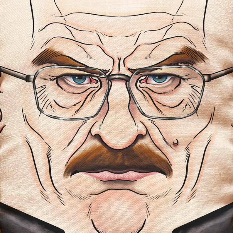 Op de afbeelding: Een close-up van een cartoonillustratie van een mannengezicht met een snor en bril. De man heeft een serieuze uitdrukking en kijkt rechtstreeks naar de kijker.