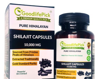 Gélules pures de shilajit de l'Himalaya 10 000 mg. Bénéfices maximaux, entièrement naturel, sans OGM, testé en laboratoire