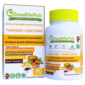 Turmeric Curcumin Extra Strength with 95% Curcuminoids Ginger & Black Pepper. Maximum Benefits. All Natural Non-GMO, Lab Tested-90 capsules
