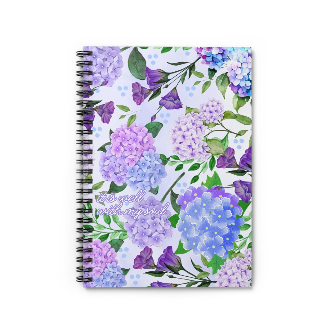 Purple Hydrangea Floral Spiral Notebook | Ruled Journal - Etsy