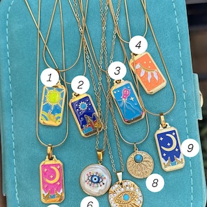 Colgante con dije de ojo turco • Collar con carta del tarot • Joyería de acero inoxidable 316L • Regalo moderno para tu mejor amiga - Regalo para ella