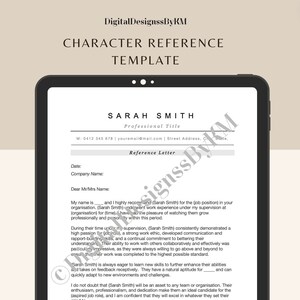 Character Reference Letter Template for Word and Google Docs - Etsy