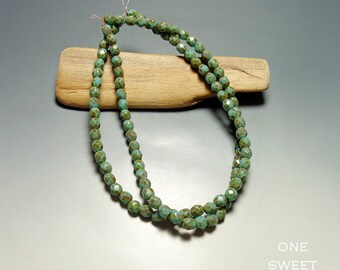Faceted Blue Green with Picasso Czech Glass