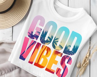 Palmier tropical coucher de soleil PNG : Clipart Retro Summer Vibes