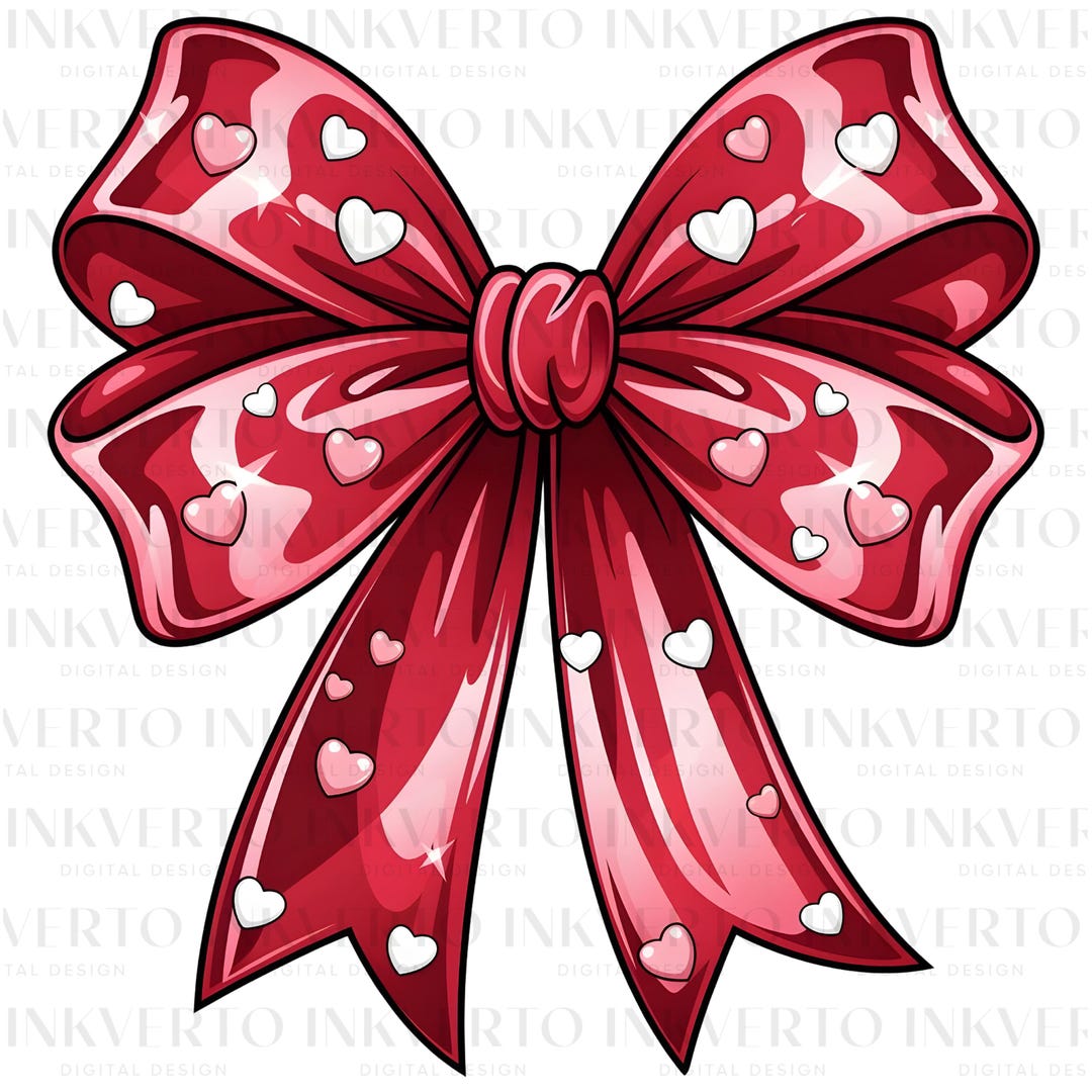 Valentine Bow PNG Clipart, Red Ribbon With Hearts, Romantic Ribbon ...