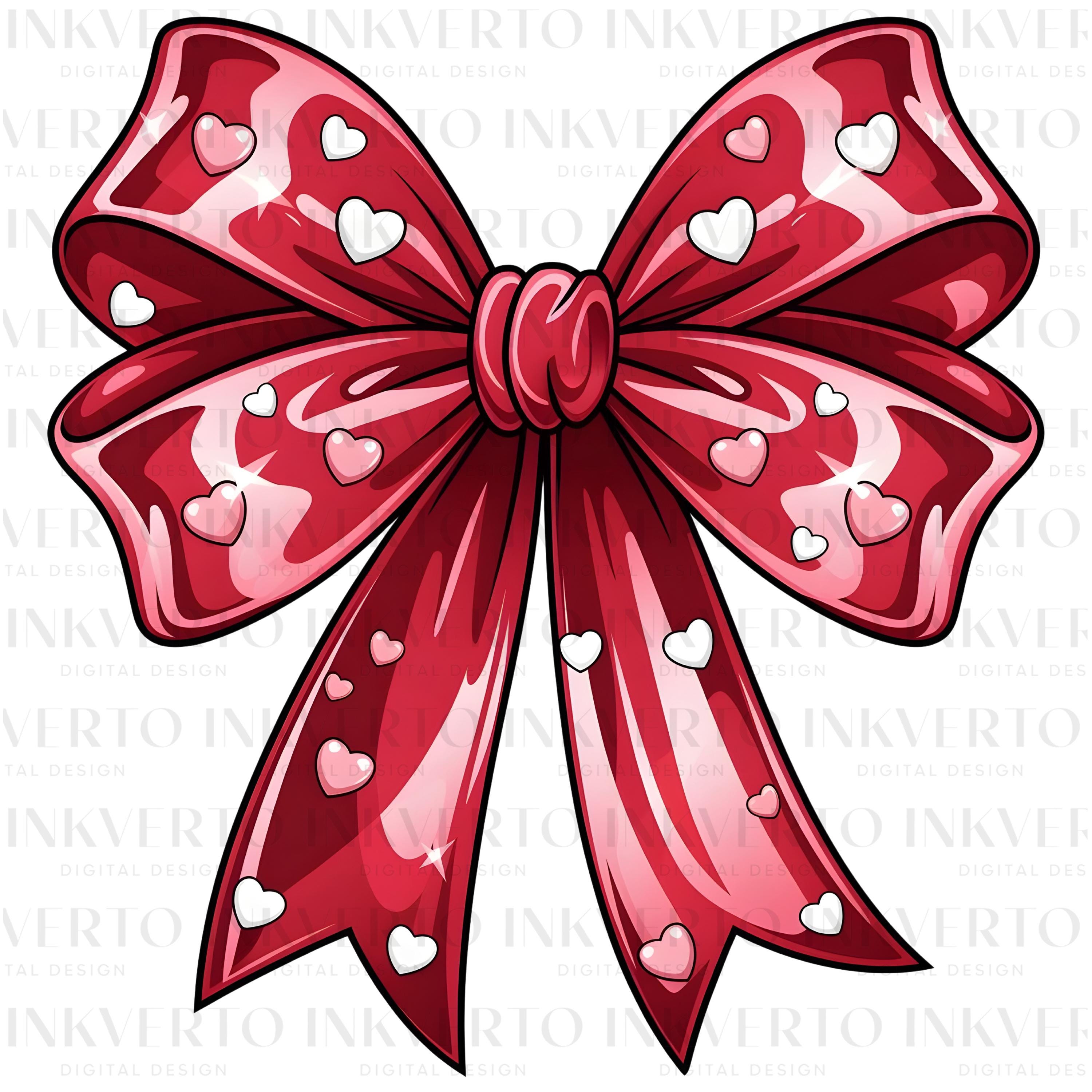 Valentine Bow PNG Clipart, Red Ribbon With Hearts, Romantic Ribbon ...