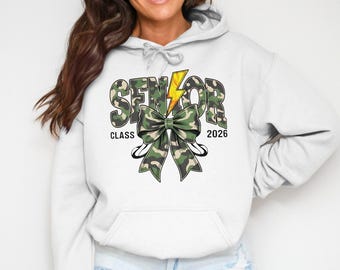 Senior 2026 Camo Bow PNG / Design a sublimazione per la laurea (download digitale)