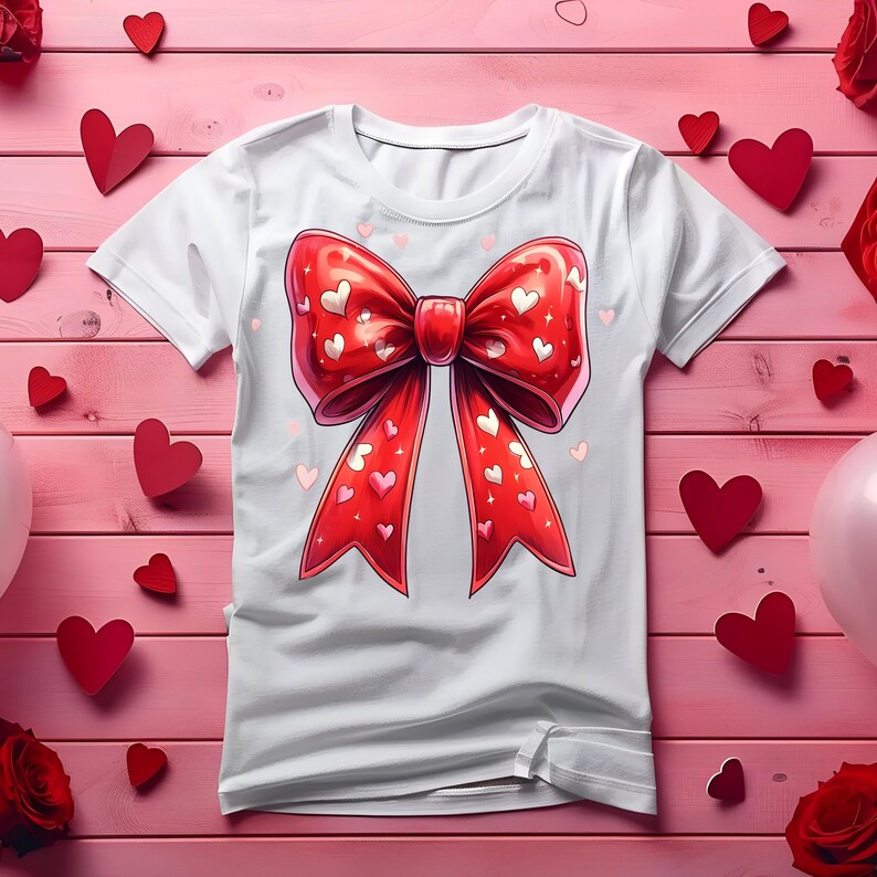 Red Valentine Bow PNG: Heart Pattern Clipart (digital Art) - Etsy