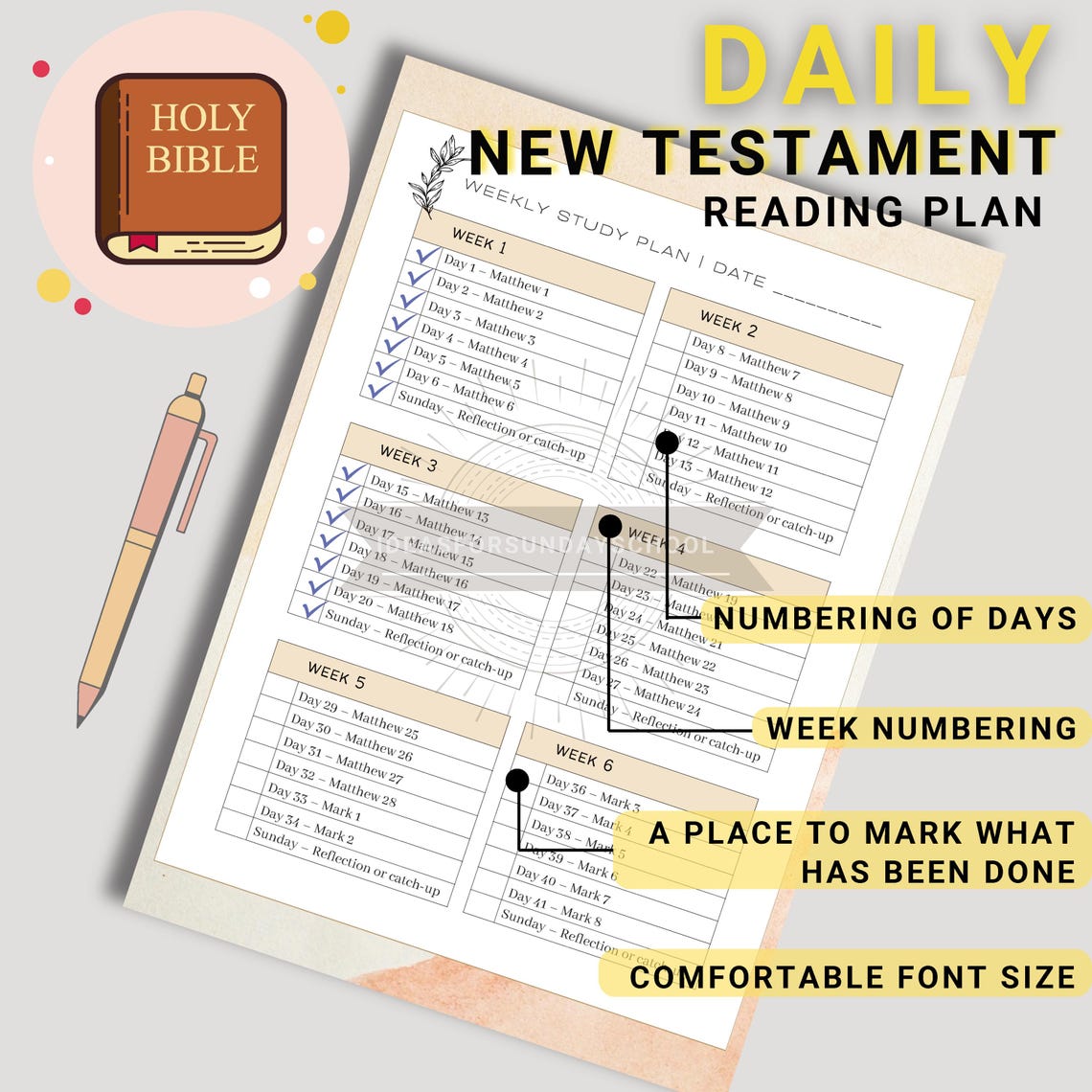 Daily New Testament Reading Plan | Printable One Year Bible Guide ...