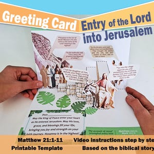Modèle de carte imprimable L'entrée du seigneur à Jérusalem | Artisanat chrétien de Pâques pour les enfants | Activité d'école du dimanche