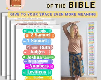 66 Books of the Bible Printable Poster, Bible Wall Chart, Christian Home Decor, Sunday school, Books of the New and Old Testaments