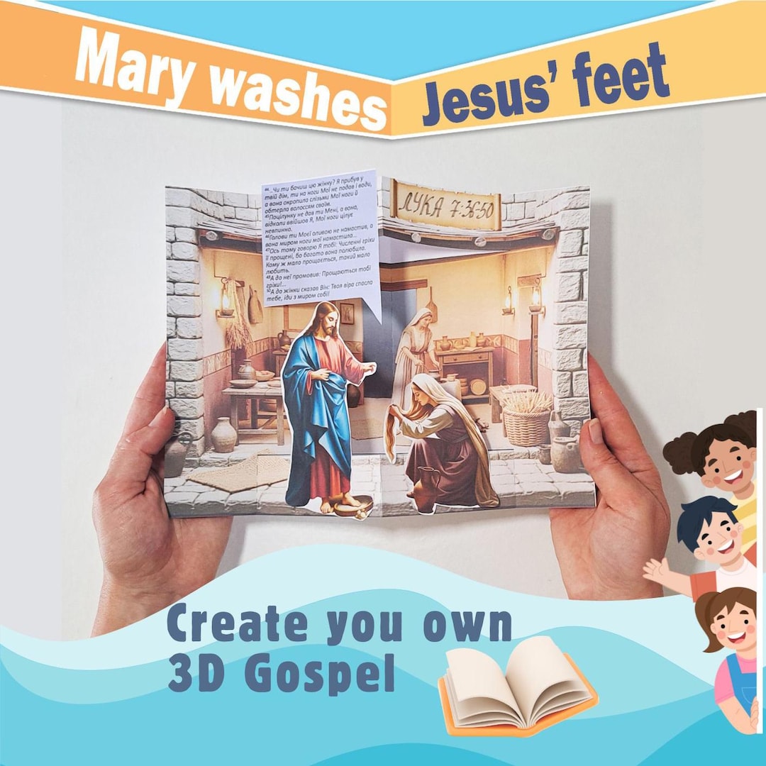 Mary Washes Jesus’ Feet Craft – Printable Bible Activity for Kids, Luke ...