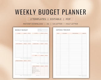 Weekly Budget Planner Printable - Personal Expense Tracker | Personal Finance Tracker | Finance Planner Insert | A4, Letter, Half Size