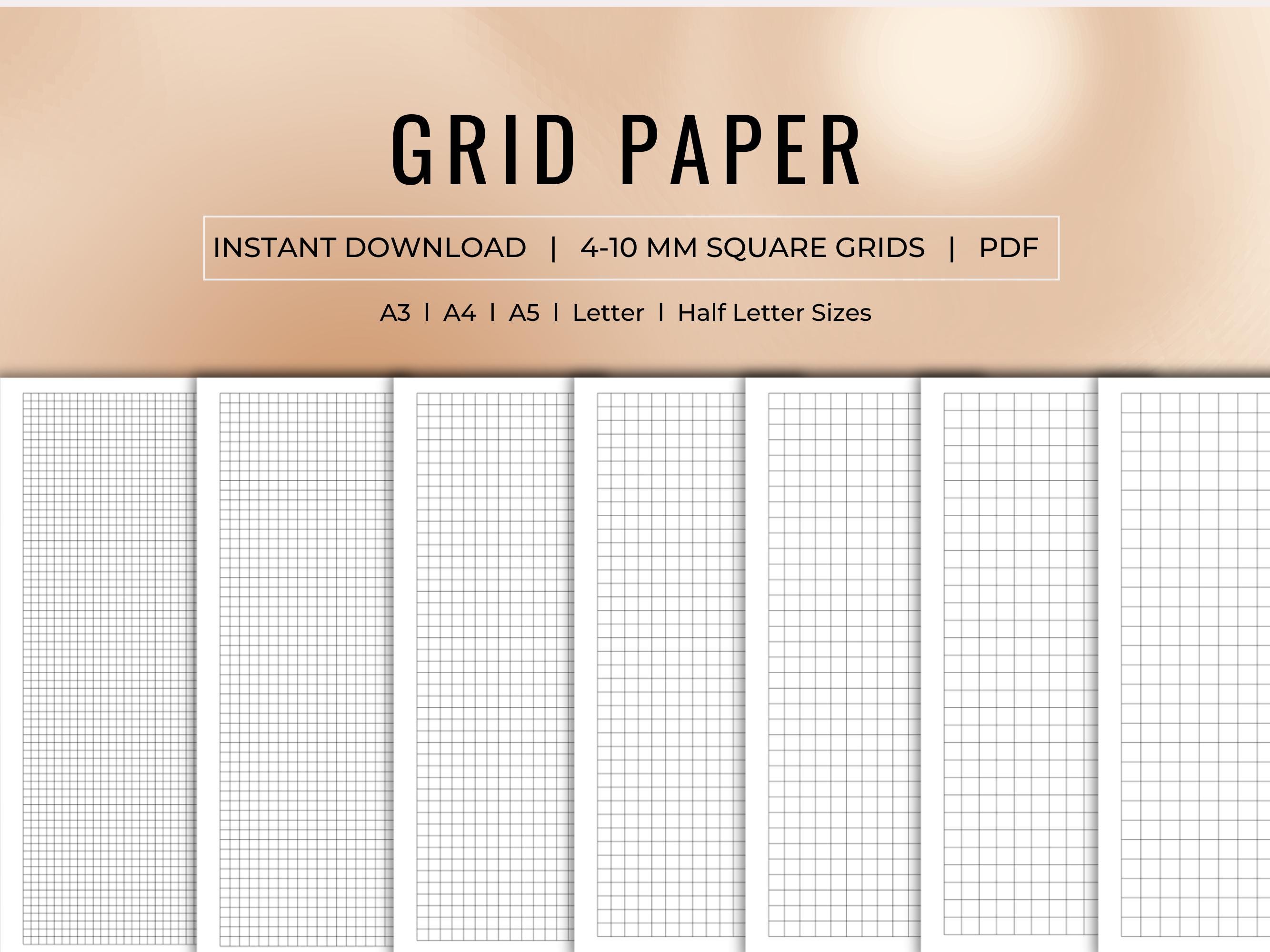 Grid Paper Bundle, Printable Grid Paper, Squared Paper, Digital Template, Small Grid, Big Grid, A4, A3, A5, letter, half letter, Printable