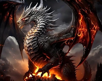 Zestawy do malowania diamentami Fiery Dragon 5D DIY, pełne płótno z haftem kryształowym, smoki, zestawy do malowania kryształami dla dorosłych według numerów Dragon Ball