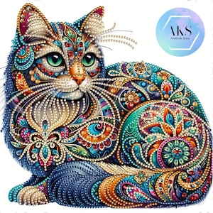 Multicoloured Cat- 5D DIY Diamond Art Painting Kits Full Canvas Rhinestone Embroidery Cross Stitch Crystal Craft Kits by Numbers Diamond Art
