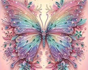 Multicoloured Butterfly 5D DIY Diamond Art Painting Kits Full Canvas pastel ButterflyRhinestone Embroidery Crystal Craft Kit by Numbers Bird