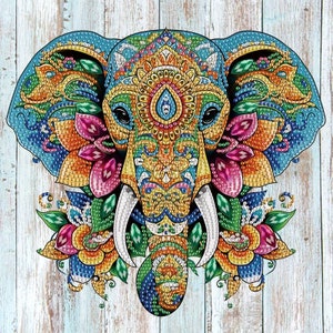 Elefante indio: kits de pintura de arte de diamantes 5D DIY, lienzo completo, bordado de diamantes de imitación, punto de cruz, kits de artesanía de cristal por números, arte de diamantes