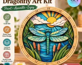 DIY Layered Wooden Dragonfly Art Kit Paint Your Own Wood Craft Kit 3D Wooden Wall Art Dragonfly Craft Gift for Craft Lovers Wooden DIY