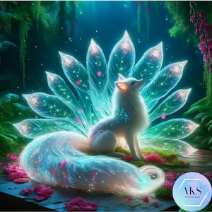Japanese Nine Tailed Fox 5D DIY Diamond Art Painting Kits Full Canvas Rhinestone Embroidery Crystal Art Kit Numbers Craft Traditional Animal